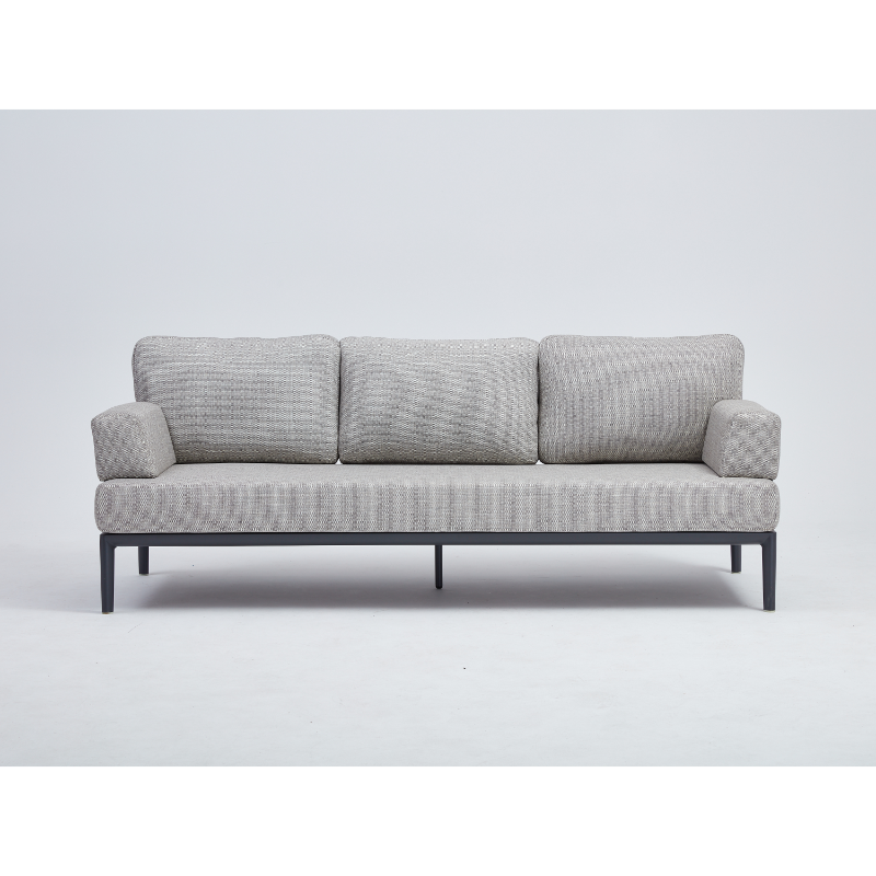 Melton Craft - Milan 3 Seater Sofa - Charcoal Frame & Oatmeal Fabric