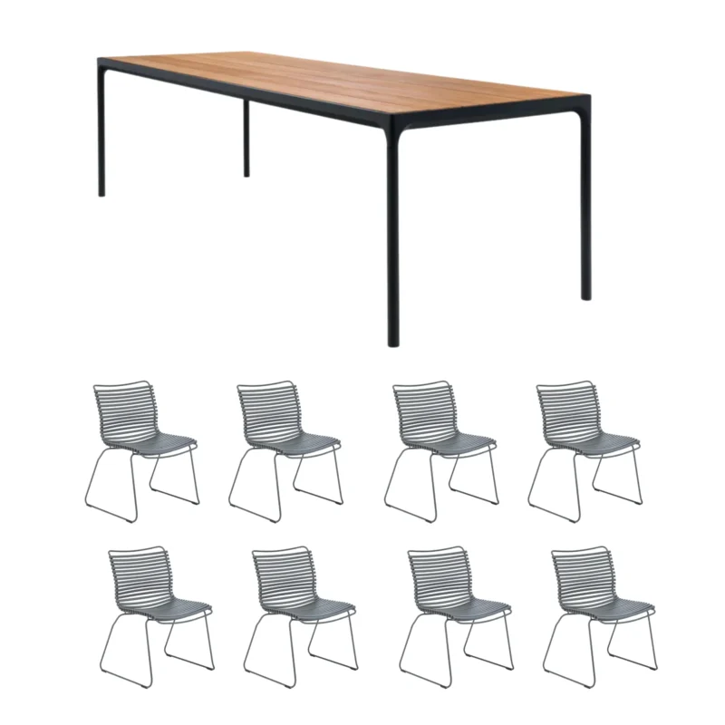 Houe - Four 270 Bamboo/Black & Click 9 Piece Dining