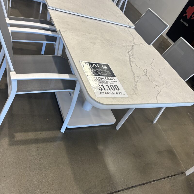 Pop Up Extension Table & Florida Dining 5 Piece Setting - Floor Stock