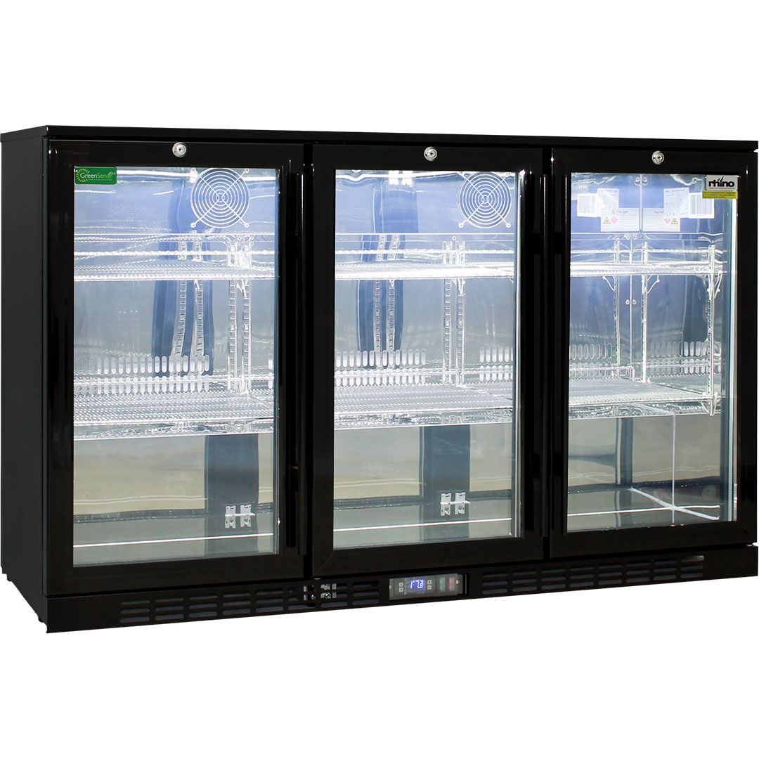 Rhino Commercial 3 Door Glass Bar Fridge