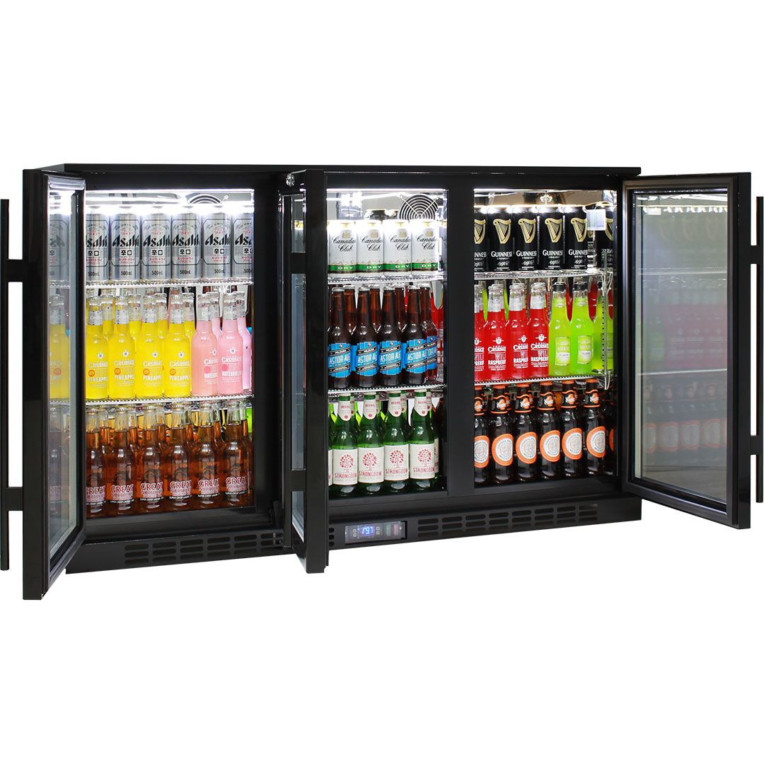 Rhino Commercial 3 Door Glass Bar Fridge