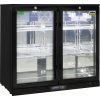 Rhino Under Bench Black 2 Door Commercial Alfresco Bar Fridge
