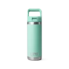 Yeti 18 oz Bottle with Colour Matched Straw Cap Seafoam