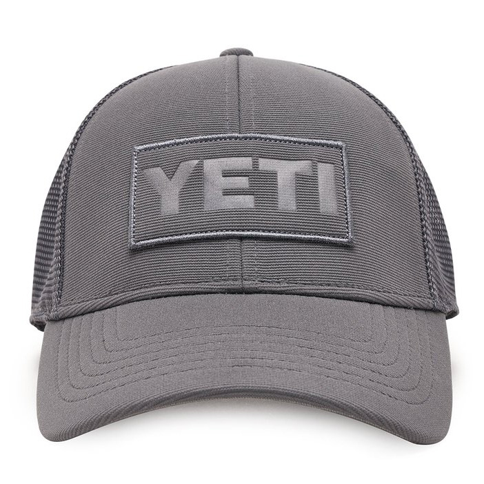 yeti patch trucker hat gray